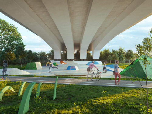 Mežaparks-Skatepark unter der Überführung in Riga